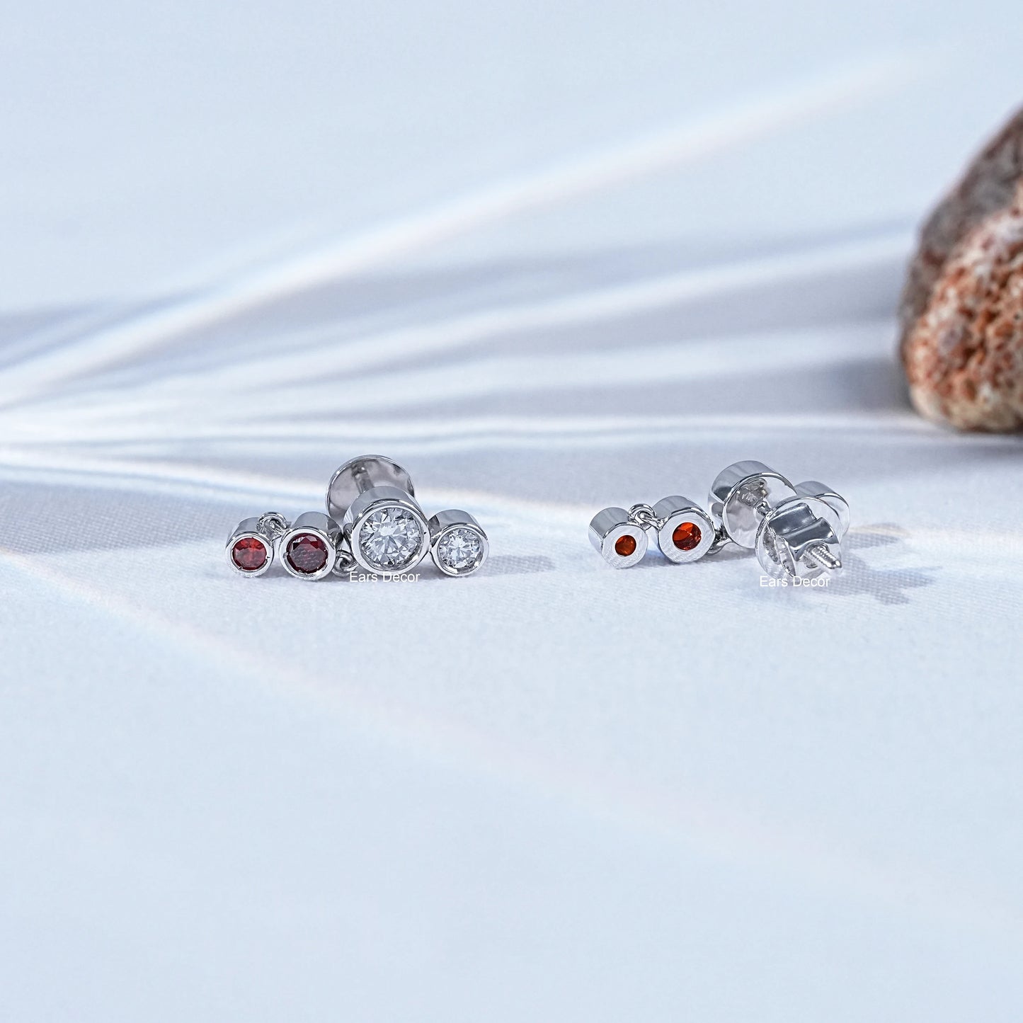 Ruby Diamond Accents Cluster Stud Earrings