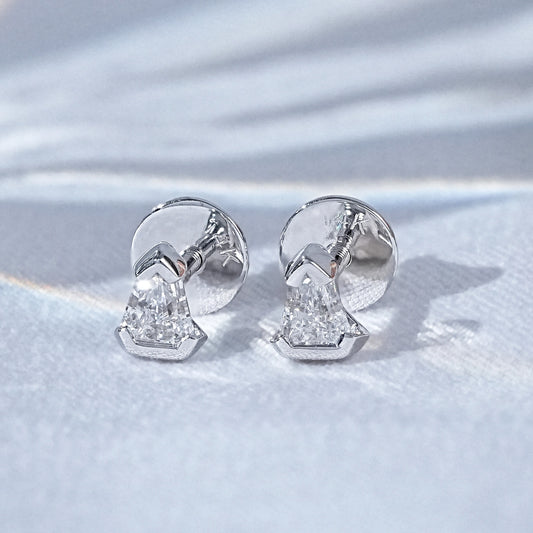 Arrow Cut Lab Diamond Stud Earrings
