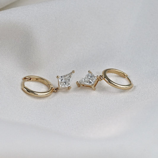 Kite Cut Lab Diamond Drop Hoop Earrings