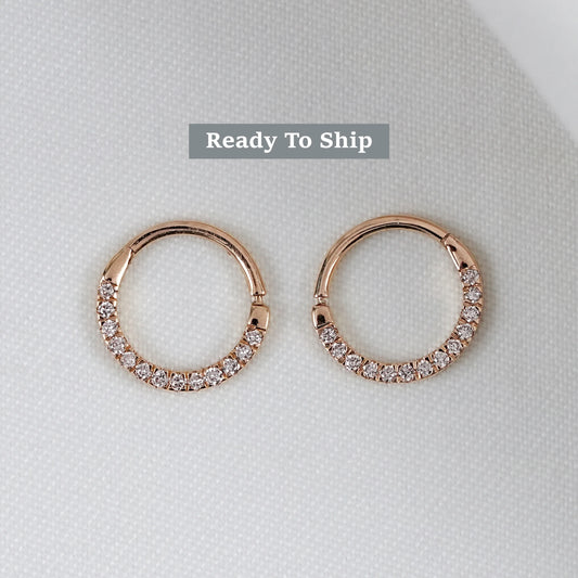 Round Cut Diamond Accent Hoop Earrings
