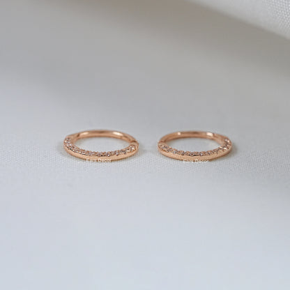 Round Cut Diamond Accent Hoop Earrings