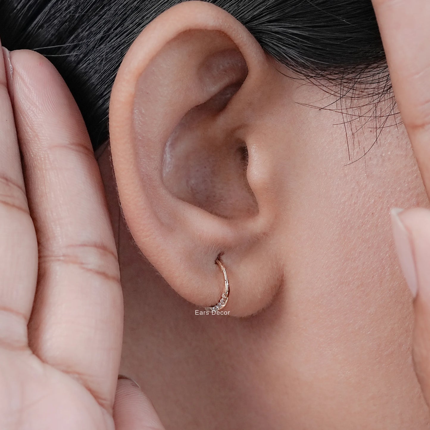 Round Cut Diamond Accent Hoop Earrings