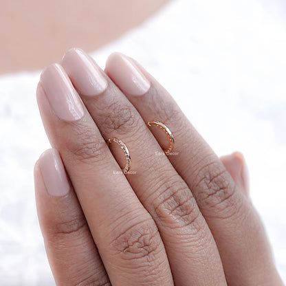 Round Cut Diamond Accent Hoop Earrings