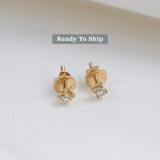 2.10 MM Round Cut Lab Diamond Solitaire Stud Earrings