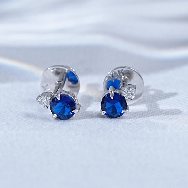 Round Cut Two Stone Stud Earrings