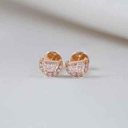 Half Moon Halo Diamond Stud