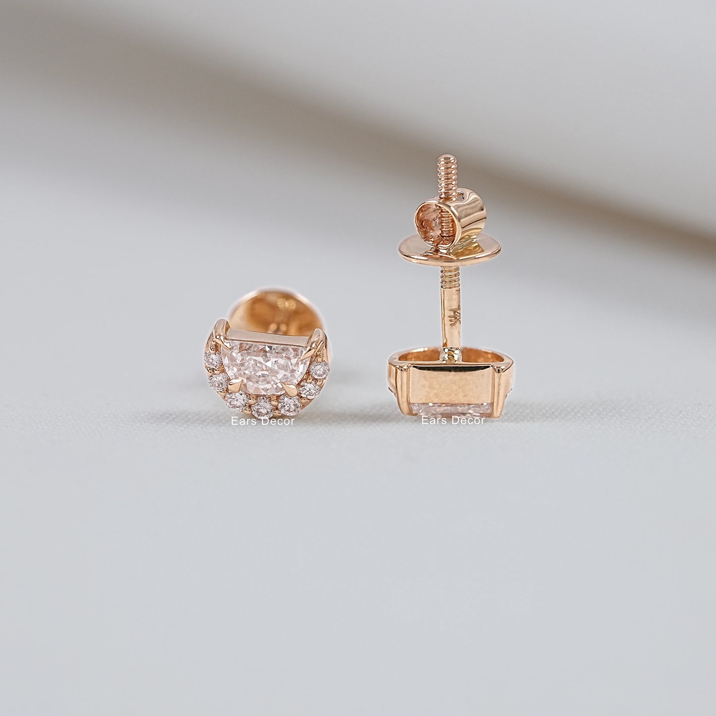 Half Moon Halo Diamond Stud