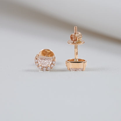 Half Moon Halo Diamond Stud