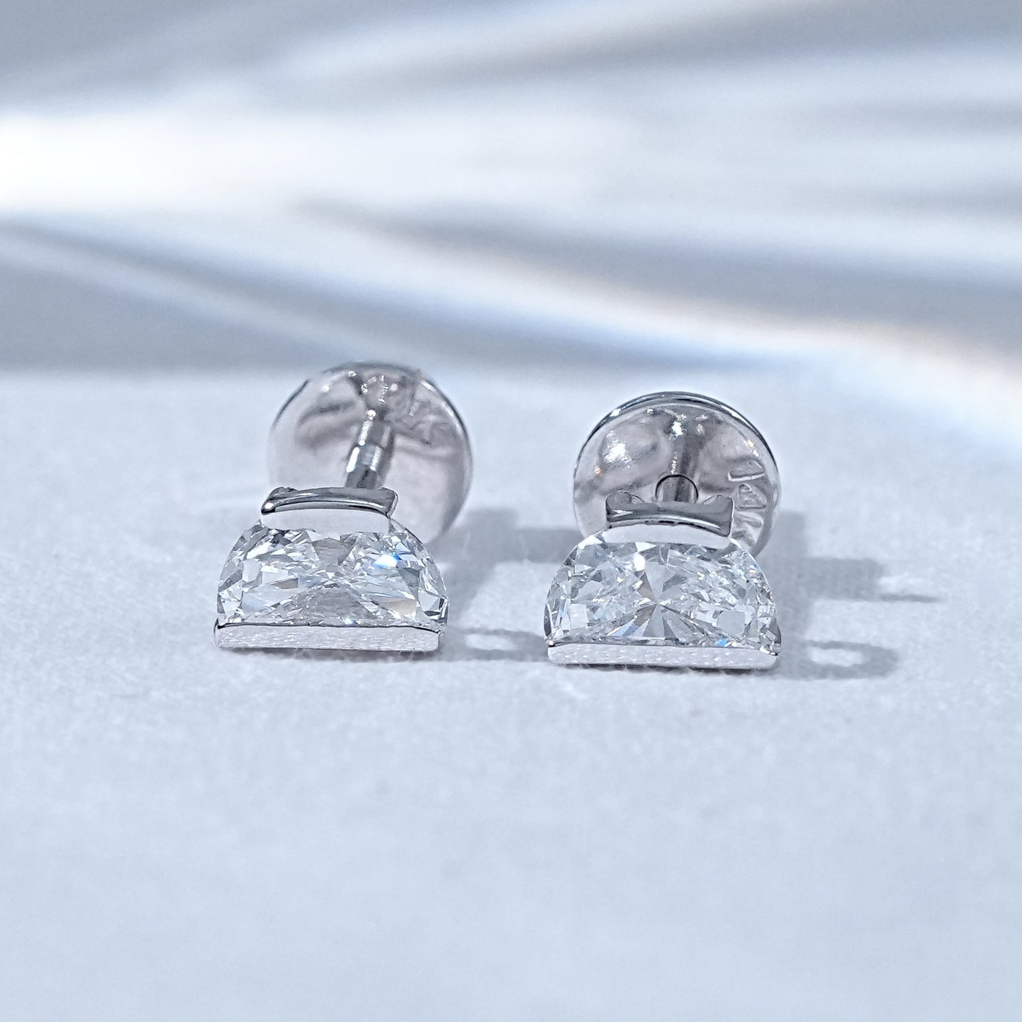 Half Moon Lab Diamond Stud Earrings