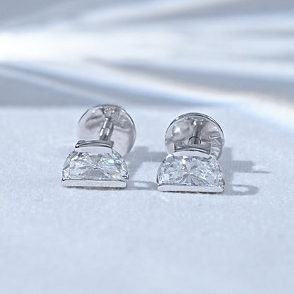 Half Moon Lab Diamond Stud Earrings