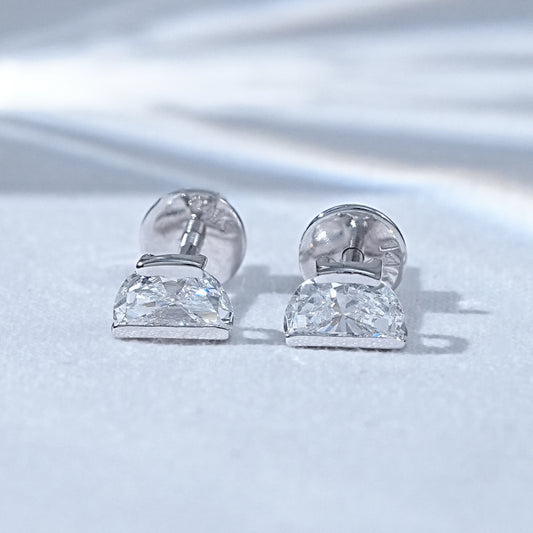 Half Moon Lab Diamond Stud Earrings