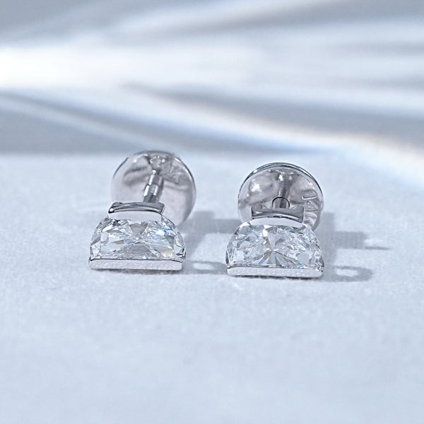 Half Moon Lab Diamond Stud Earrings