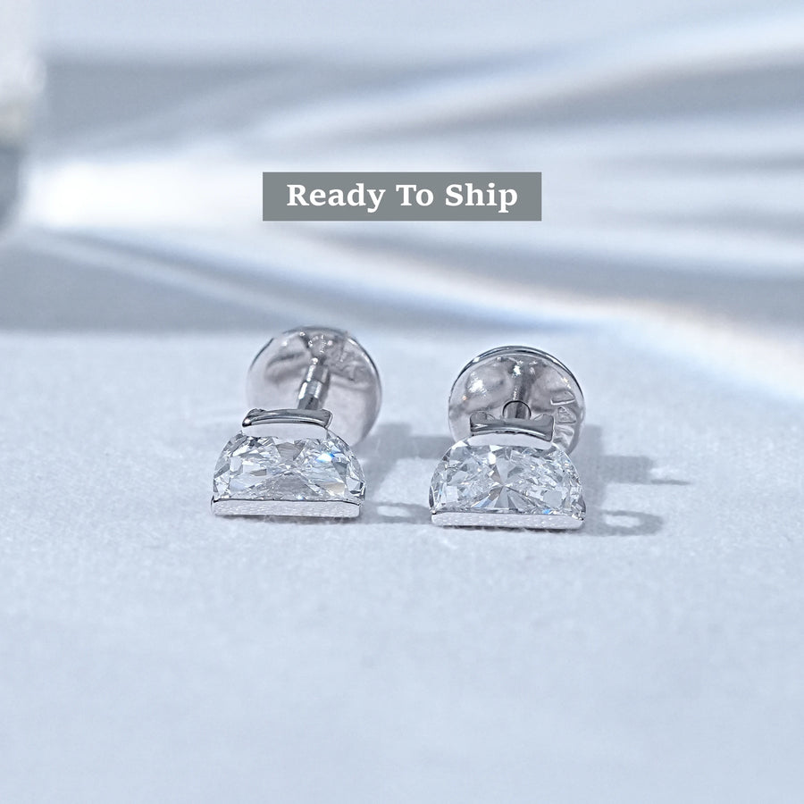 Half Moon Lab Diamond Stud Earrings