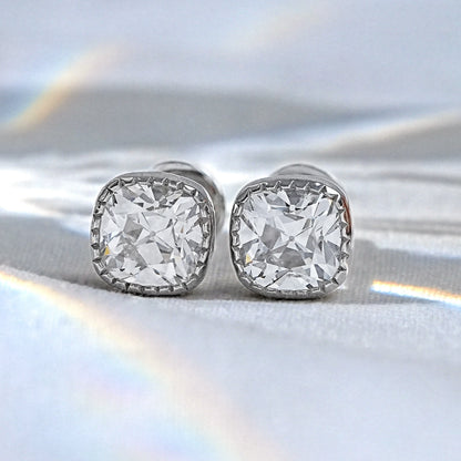 Moissanite Square Old Mine Cushion Cut Stud Earrings