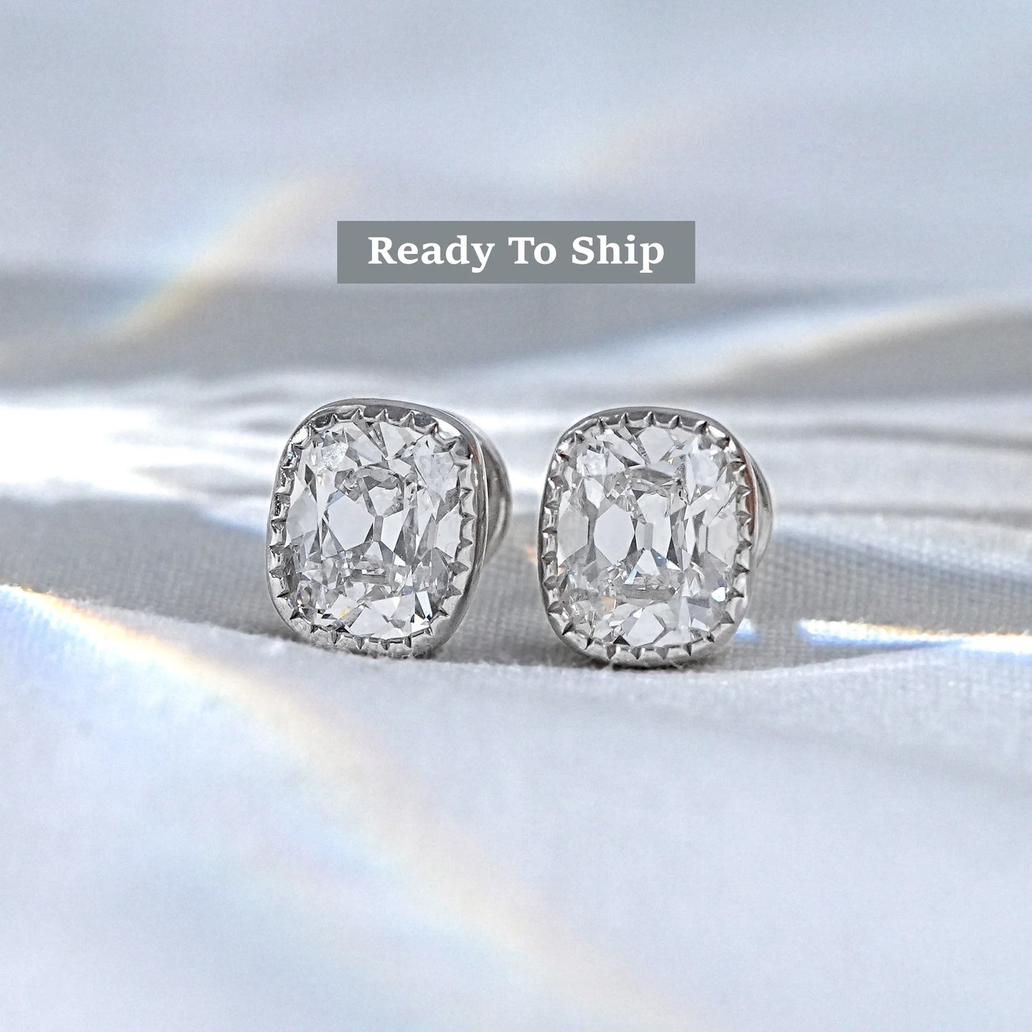 Old Mine Cushion Lab Grown Diamond Stud