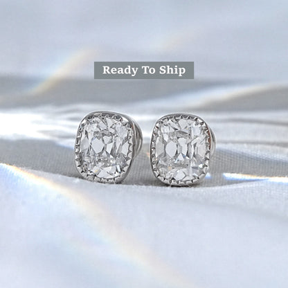 Old Mine Cushion Lab Grown Diamond Stud
