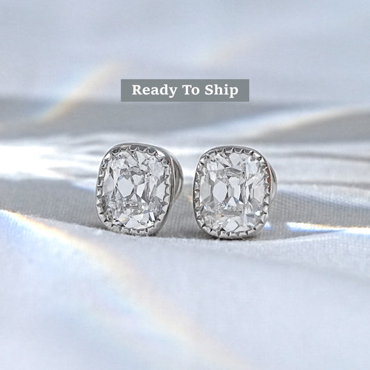 Old Mine Cushion Lab Grown Diamond Stud