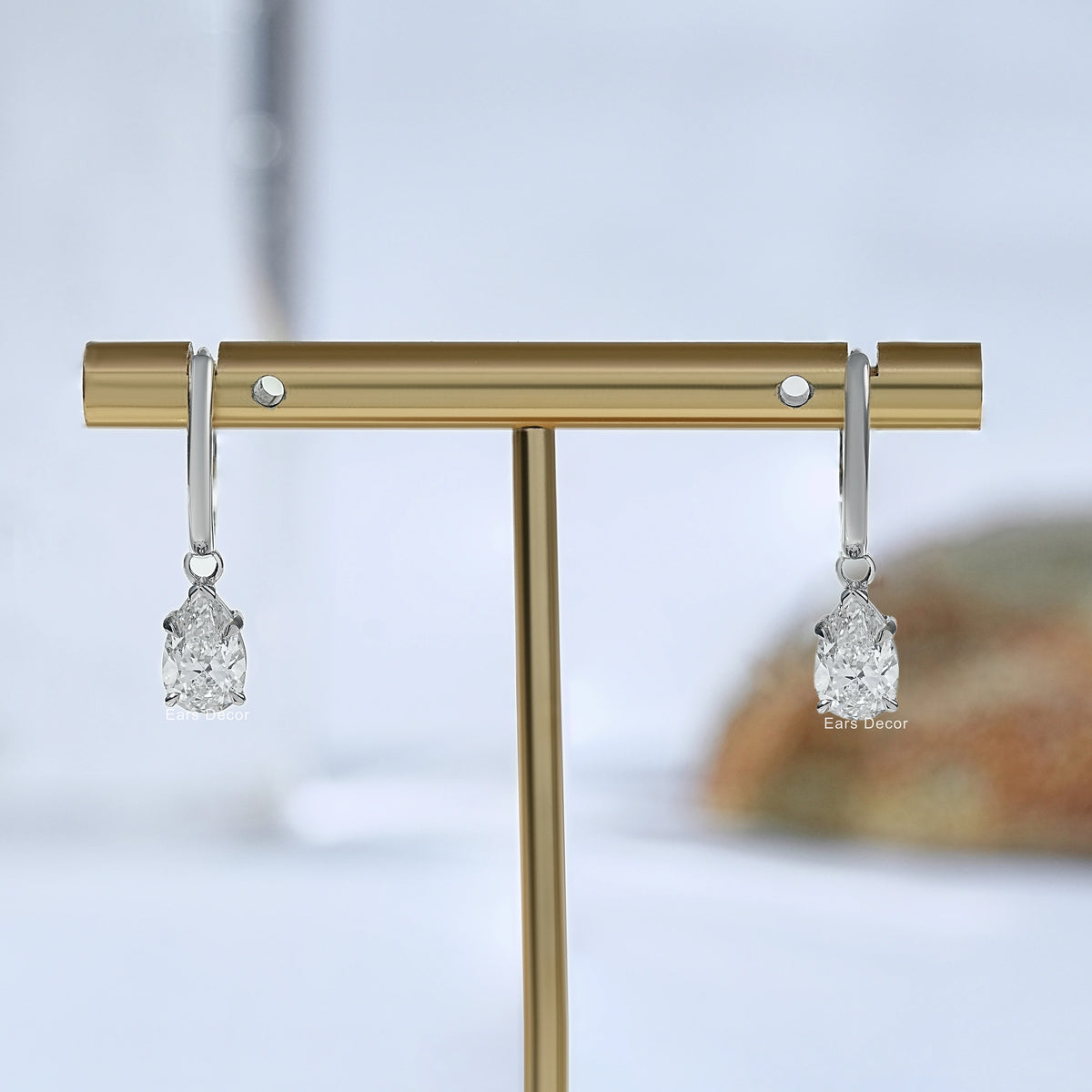 Pear Dangle Lab Diamond Earrings