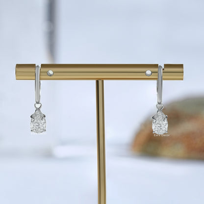 Pear Dangle Lab Diamond Earrings