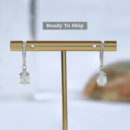 Pear Dangle Lab Diamond Earrings