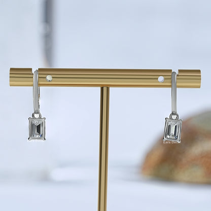 Emerald Diamond Dangle Earrings