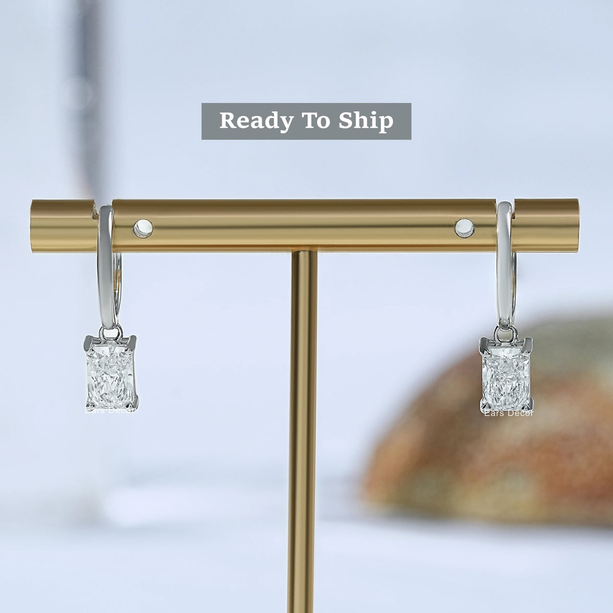 Lab Radiant Diamond Dangle Earrings