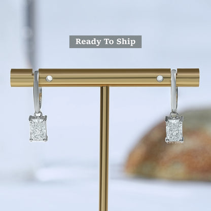 Lab Radiant Diamond Dangle Earrings