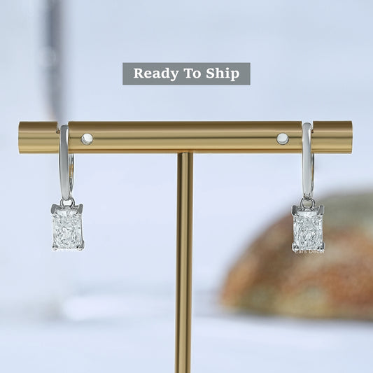 Lab Radiant Diamond Dangle Earrings