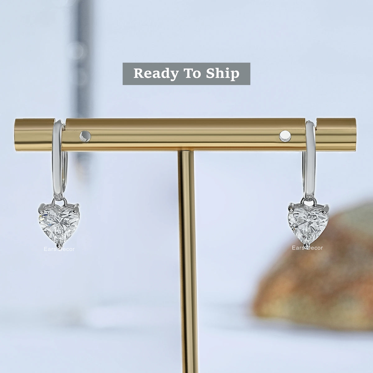 Heart Cut Lab Diamond Dangle Earrings