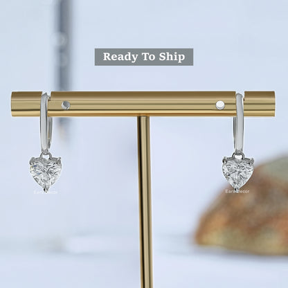 Heart Cut Lab Diamond Dangle Earrings