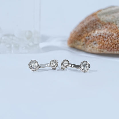 Round Cut Diamond Stud Ear Jacket Drop Earring
