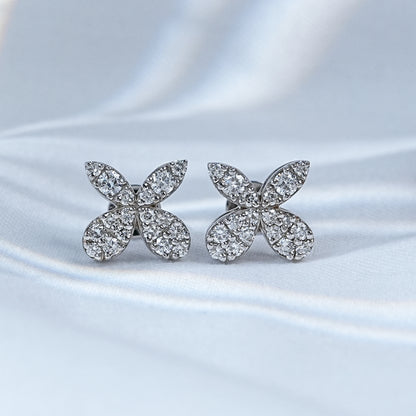 Pave Set Earth-Mined Diamond Butterfly Stud Earrings