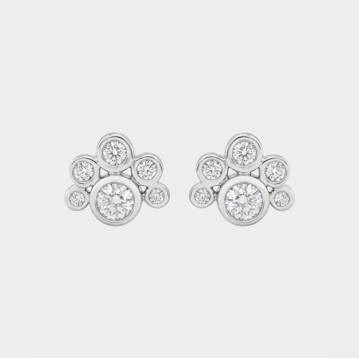 Bezel Set Round Cut Lab Diamond Half Halo Stud Earrings