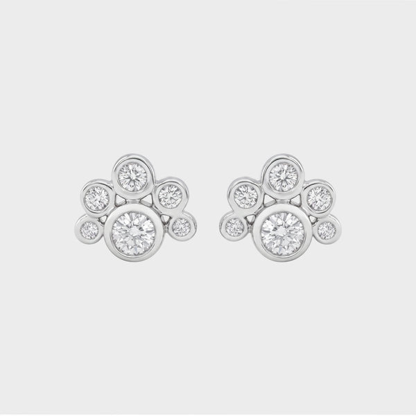 Bezel Set Round Cut Lab Diamond Half Halo Stud Earrings