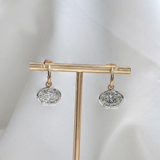 East West Oval Cut Lab Diamond Drop Earrings
