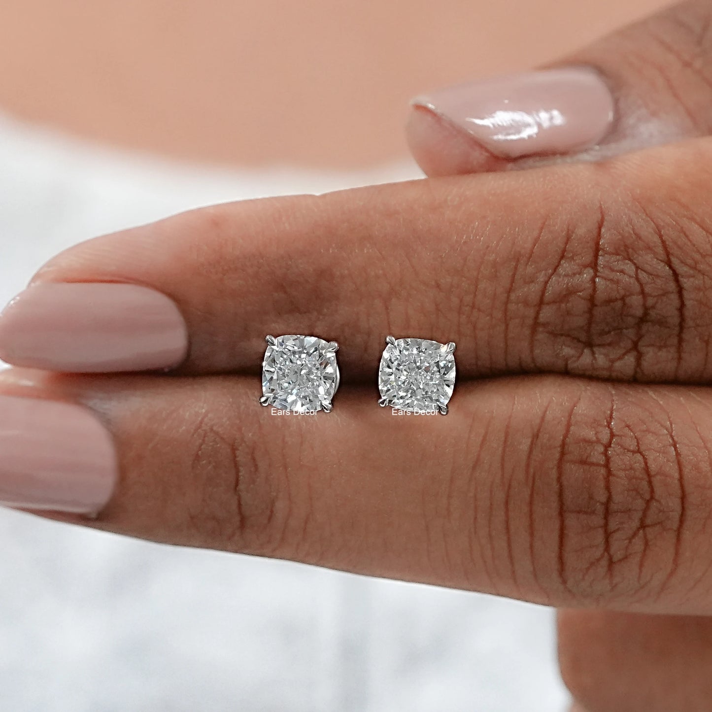 Cushion Moissanite Dainty Stud Earrings