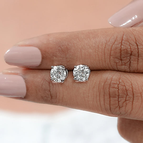 Round Cut Lab Grown Diamond Solitaire Stud Earrings