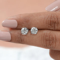 Round Cut Lab Grown Diamond Solitaire Stud Earrings