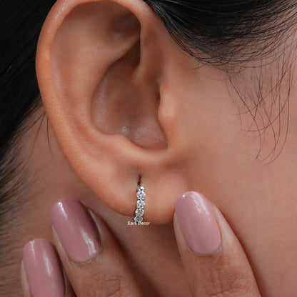Stunning Round Shape Natural Diamond Tiny Hoops