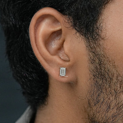 Emerald Lab Diamond Men's Stud