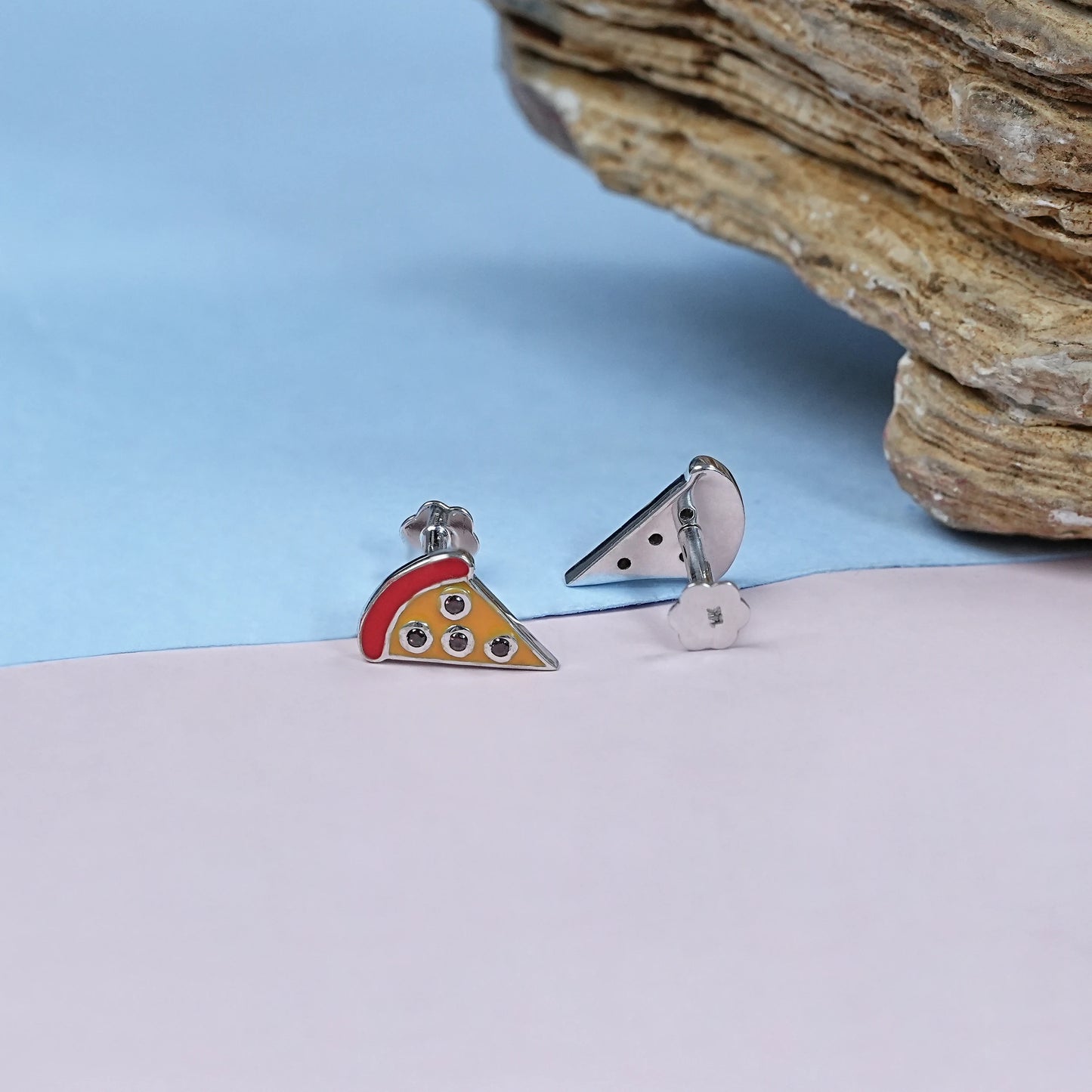 Pizza Slice Gemstone Stud Earrings