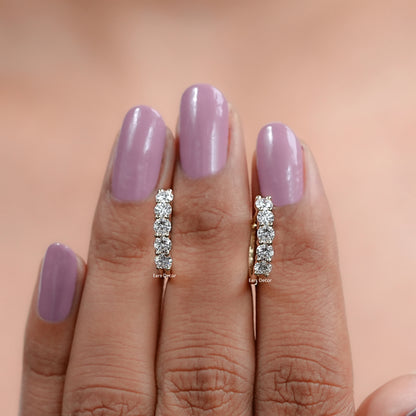 Natural Round Five Stone Hoop Earrings