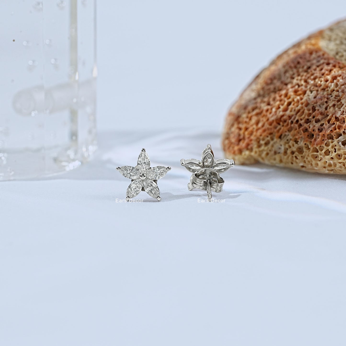 Marquise Cut Lab Diamond Cluster Stud Earring.