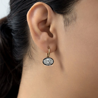 East West Oval Cut Diamond Gypset Hoop Earring