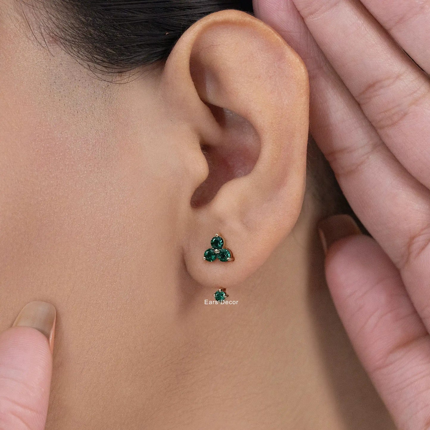 Green Gemstone Ear Jacket Earring