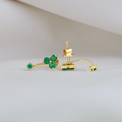 Green Gemstone Ear Jacket Earring