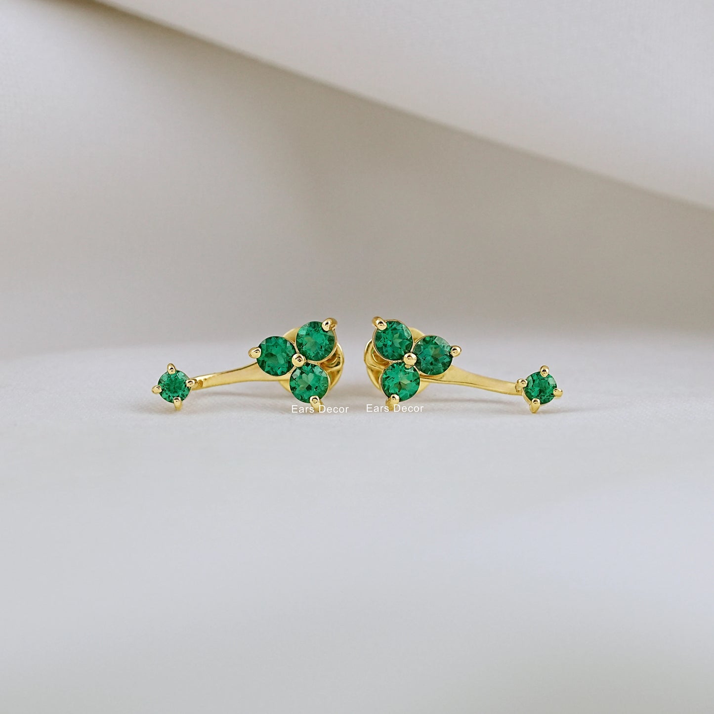 Green Gemstone Ear Jacket Earring