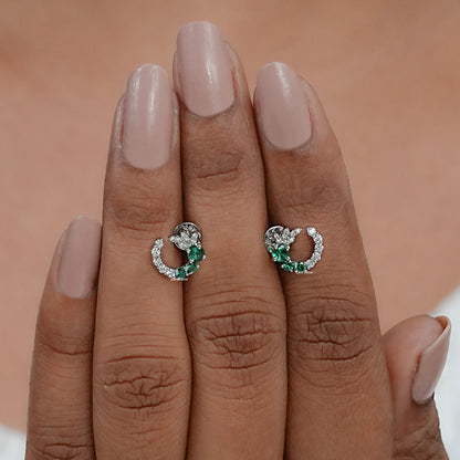 Green Gemstone Spiral Stud Earrings