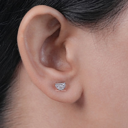Half Moon Lab Diamond Stud Earrings