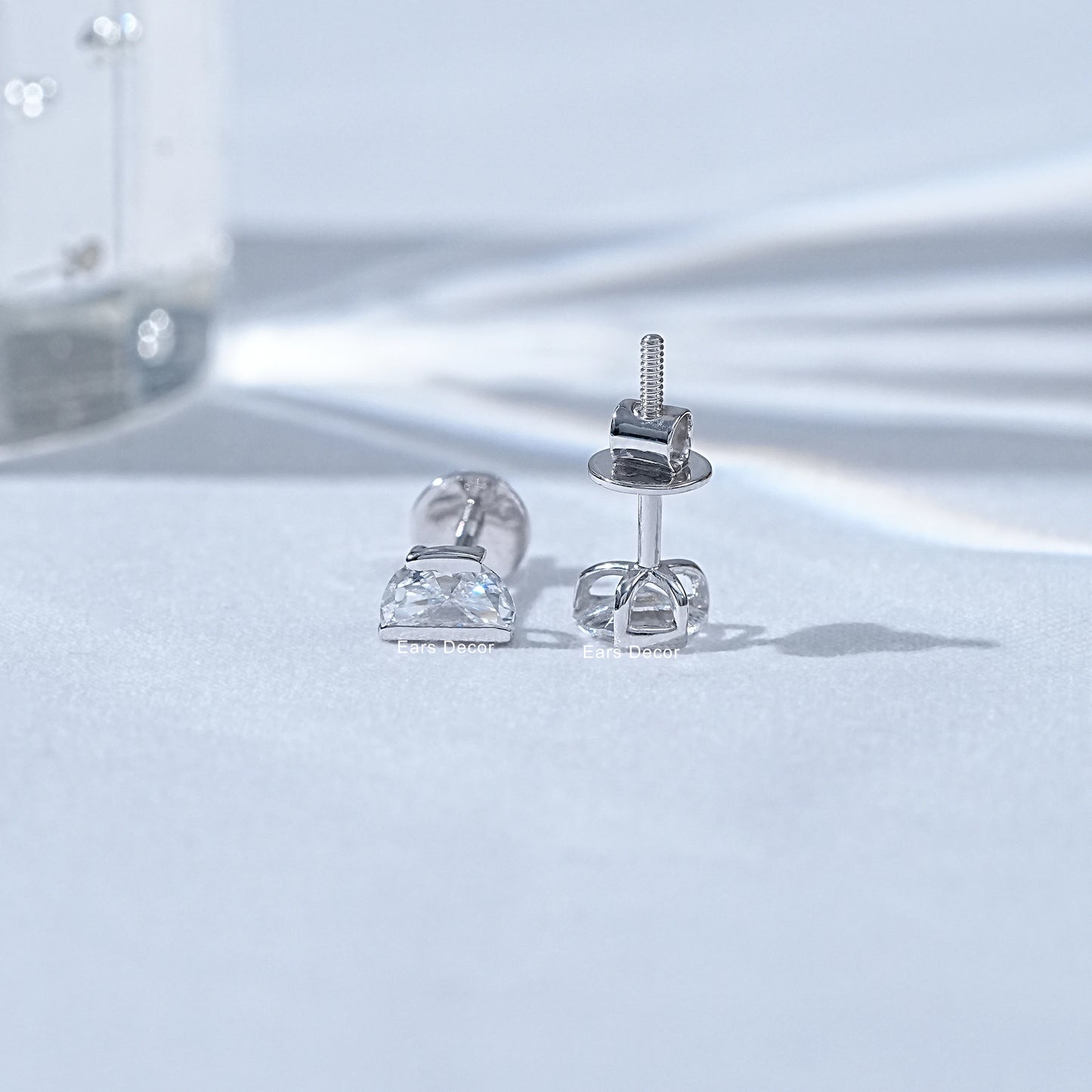 Half Moon Lab Diamond Stud Earrings